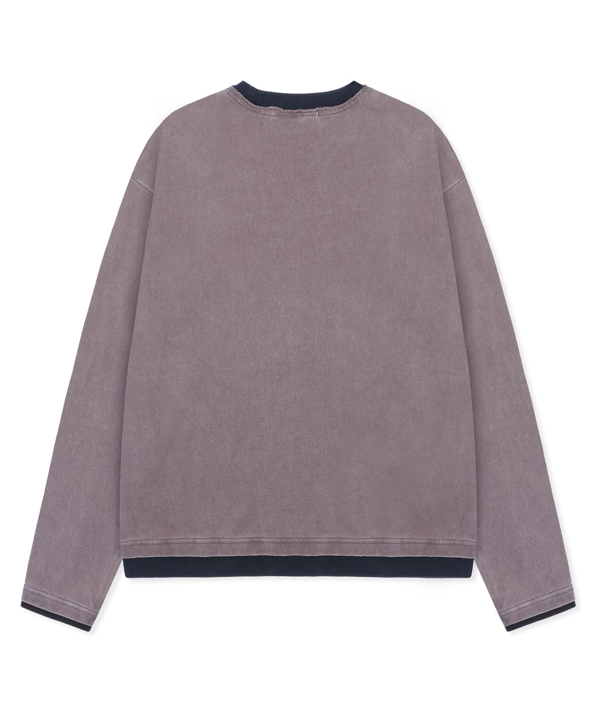엑스톤즈(XTONZ) XTT168 더스트 워싱 레이어드 크롭 롱슬리브 (PURPLE/BROWN)