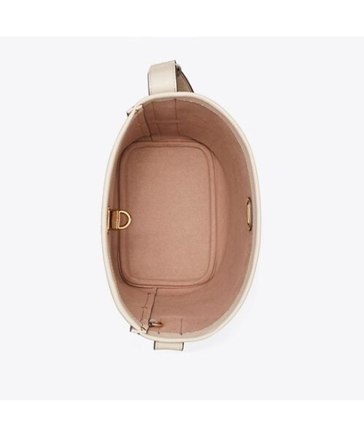토리버치(TORYBURCH) 락 슬림 미디엄 버킷백 - 라이트 스톤