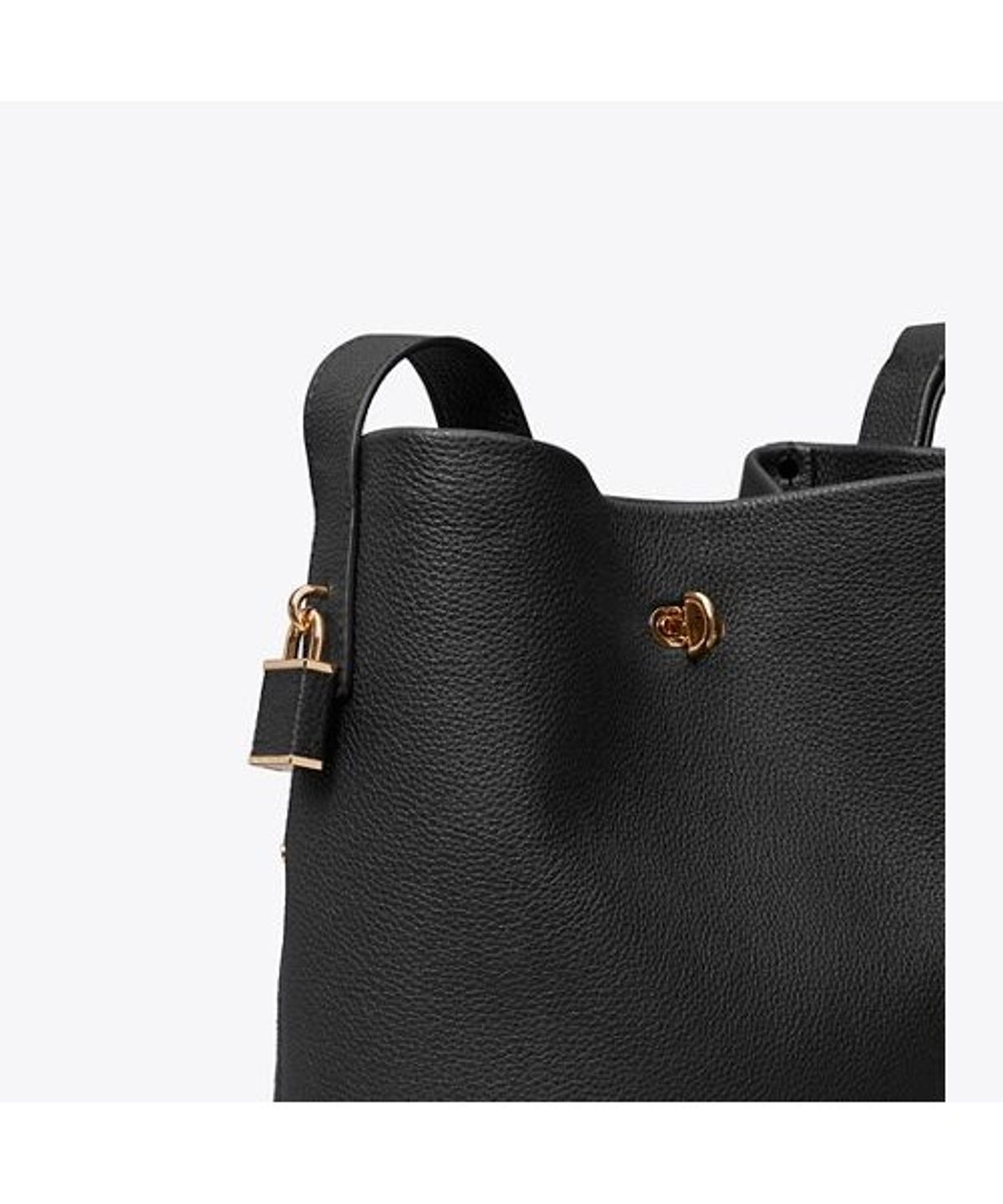 토리버치(TORYBURCH) 락 슬림 미디엄 버킷백 - 블랙