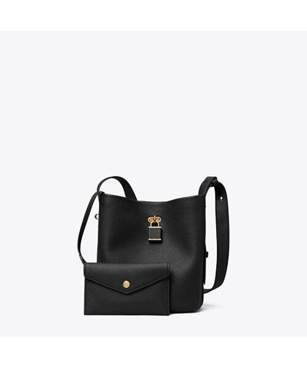 토리버치(TORYBURCH) 락 슬림 미디엄 버킷백 - 블랙