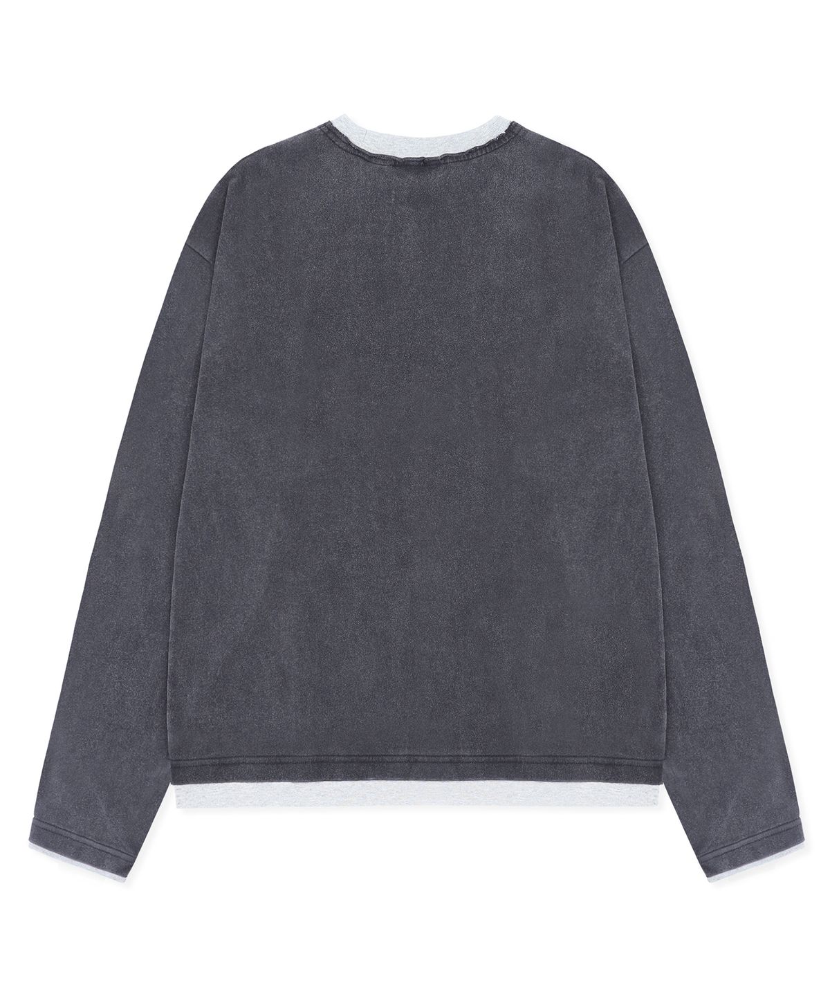 엑스톤즈(XTONZ) XTT168 더스트 워싱 레이어드 크롭 롱슬리브 (BLACK)