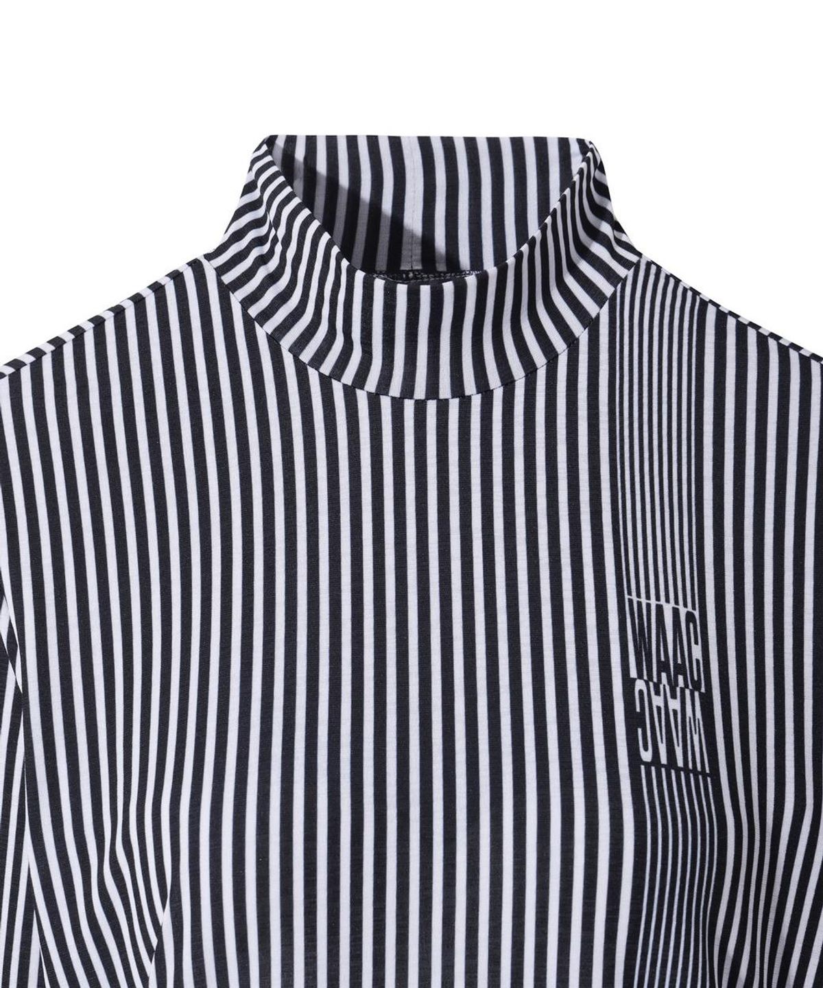 왁(WAAC) Stripe Pattern Highneck Top WWTBM26400BKX