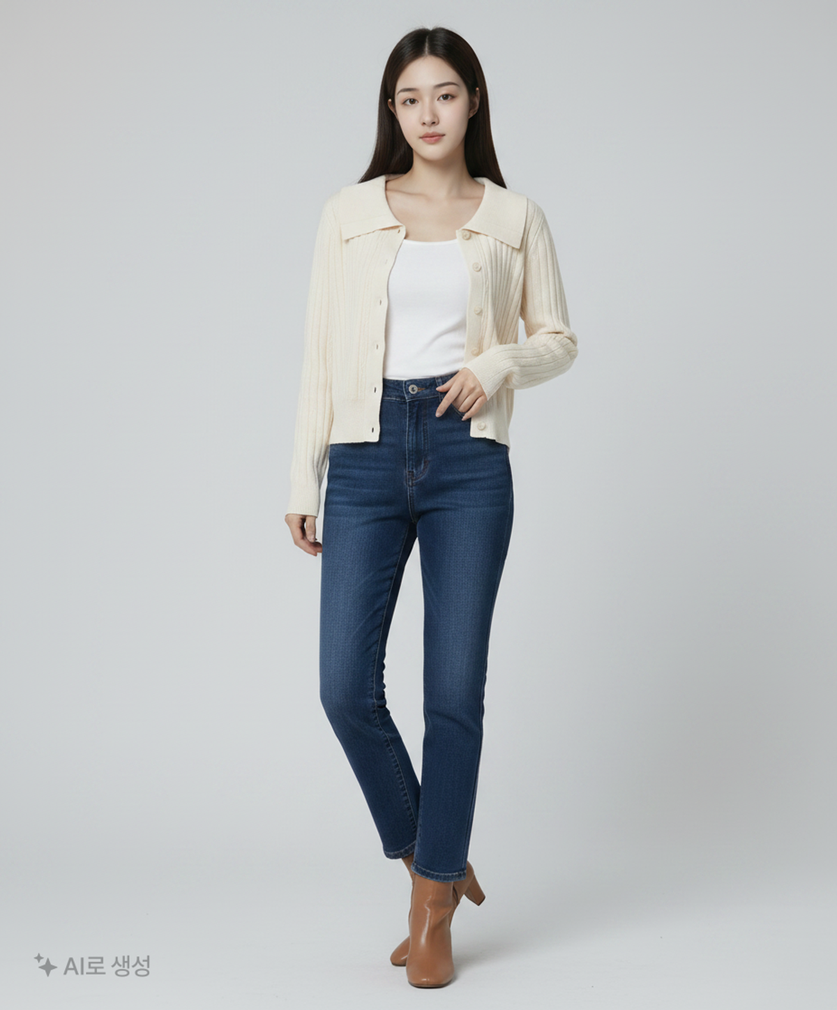 코텔로(KOTELO) Cotton Blended Collar Cardigan  Ivory S