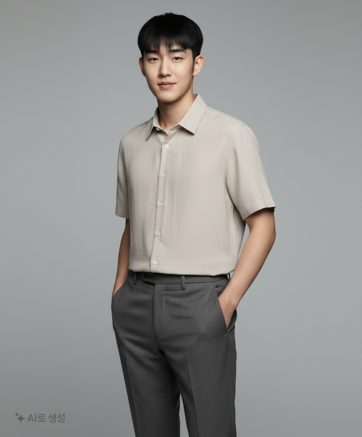 소신(SOCIN) Basket Weave Half Shirts (Khaki) L