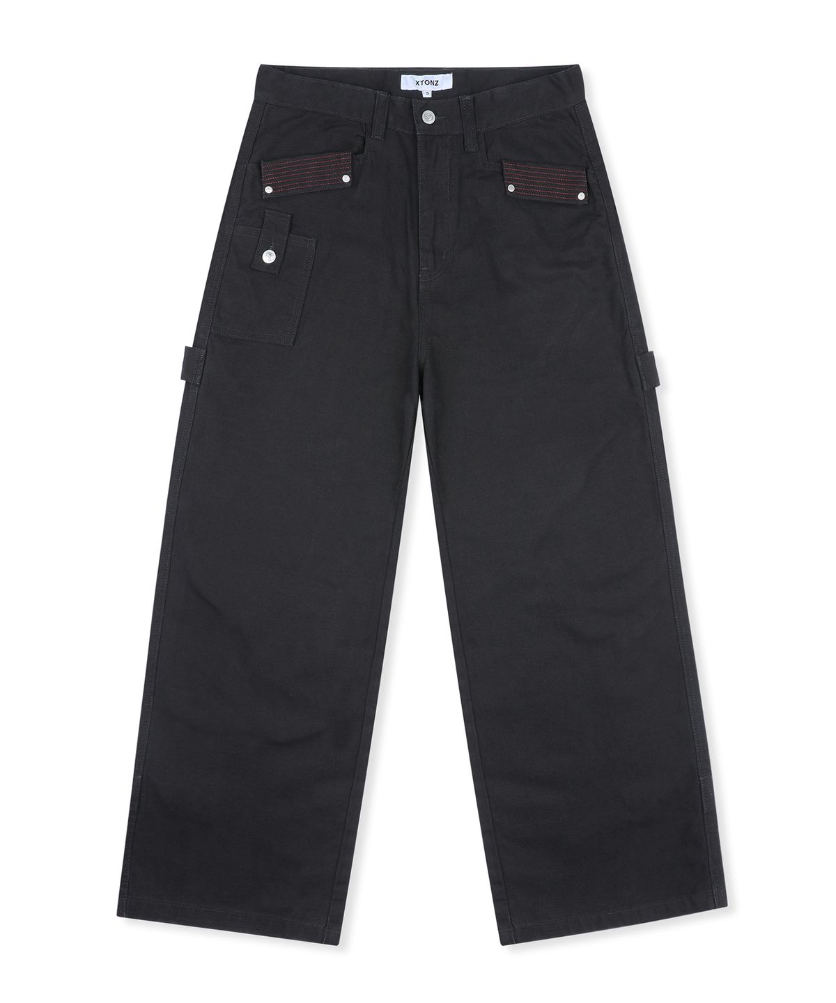 엑스톤즈(XTONZ) XP343 멀티 스티치 워싱 코튼 와이드 워크 팬츠 (BLACK)