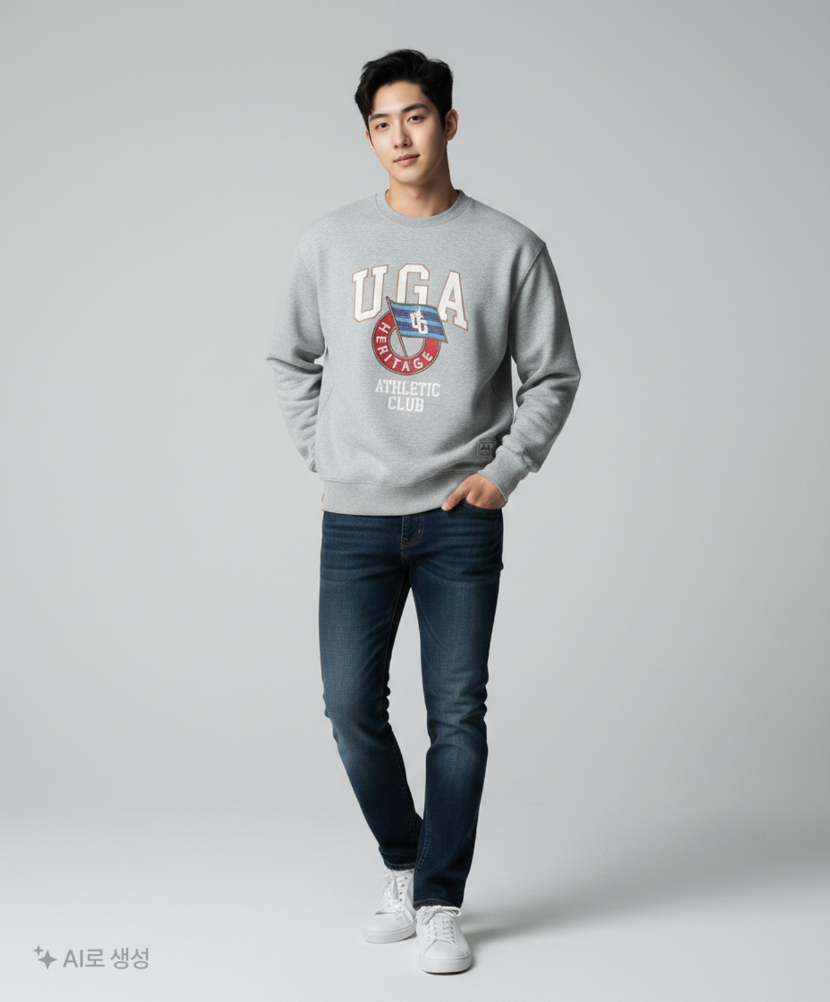 유니버스 가먼트(UNIVERSE GARMENT) UGA 애슬래틱 기모 스웻셔츠_Charcoal L