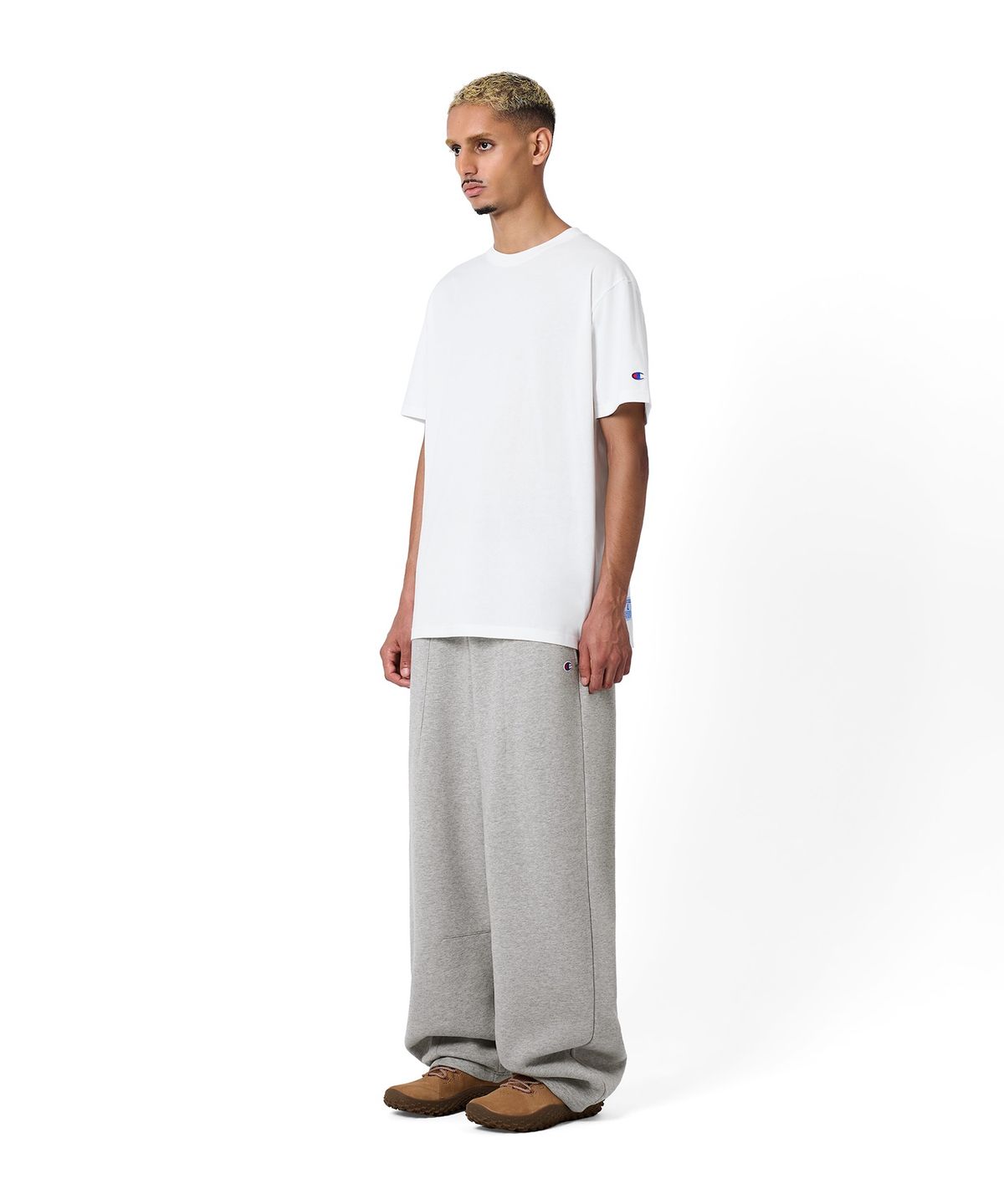 챔피온(CHAMPION) 벌룬핏 조그택 기모 스웨트 팬츠 Medium Grey