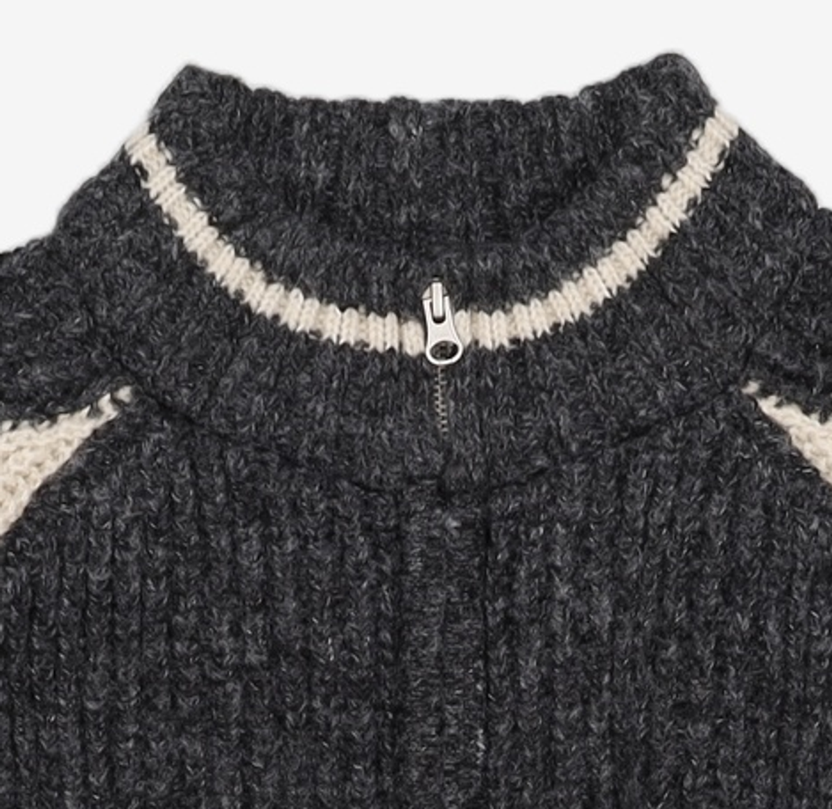 어반드레스(AVANDRESS) Block Raglan Knit Zip-up CHARCOAL XL