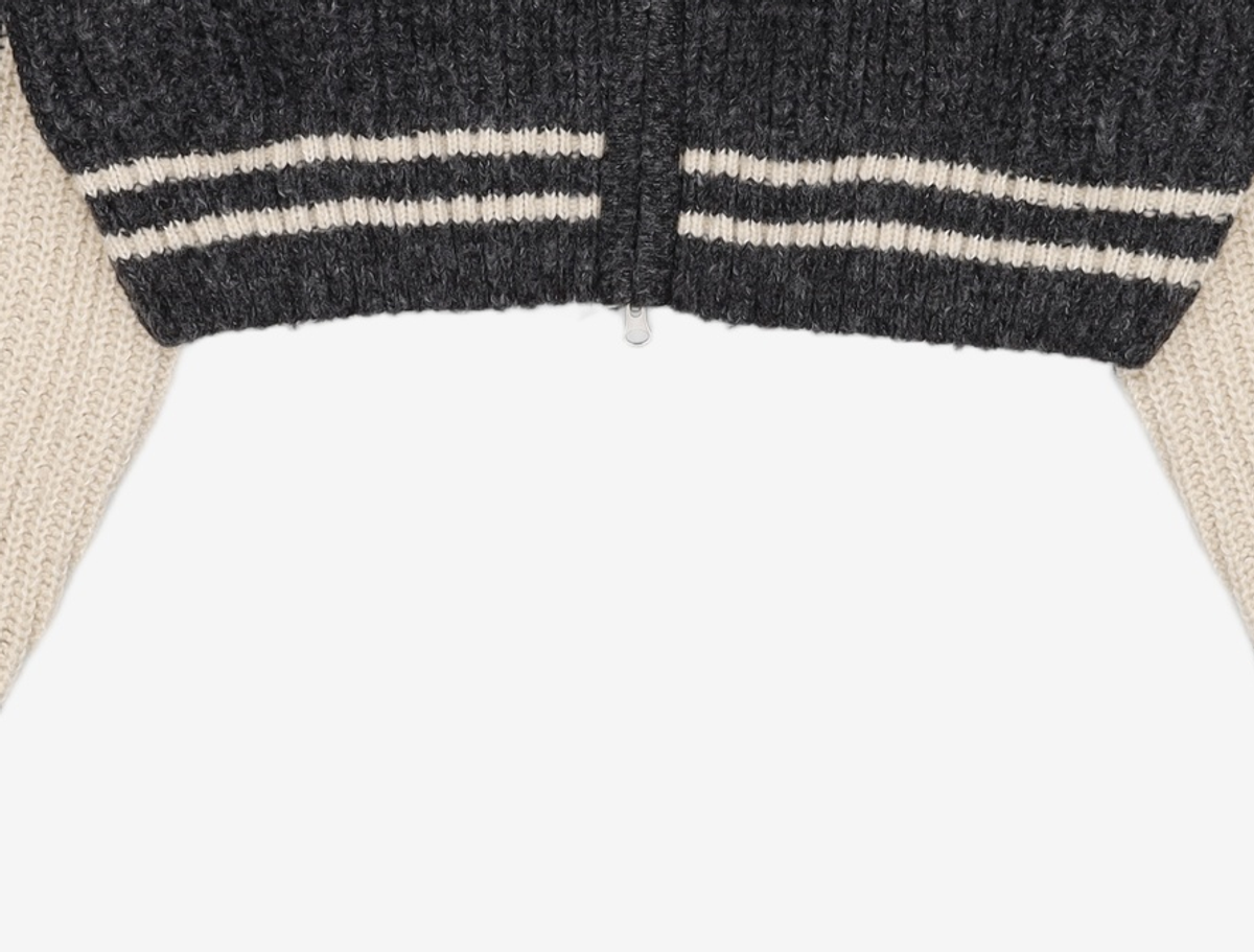 어반드레스(AVANDRESS) Block Raglan Knit Zip-up CHARCOAL XL
