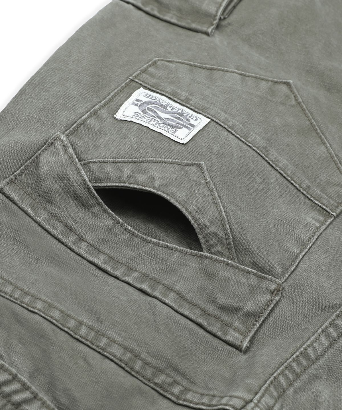 엑스톤즈(XTONZ) XP344 스택 루즈핏 워싱 코튼 카고 팬츠 (KHAKI)