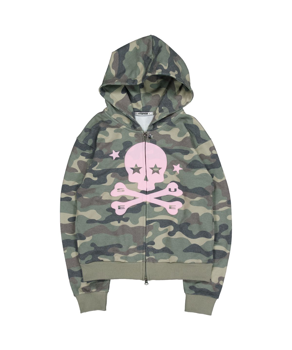 셋업이엑스이(SETUP-EXE) SKULL LOGO HOODIE ZIP-UP / CAMO