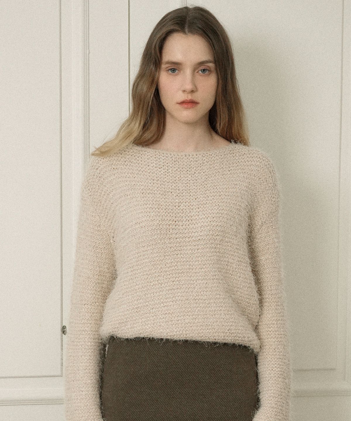 블레티(VLETI) Boat-neck Loosefit Basic Knit (Beige)