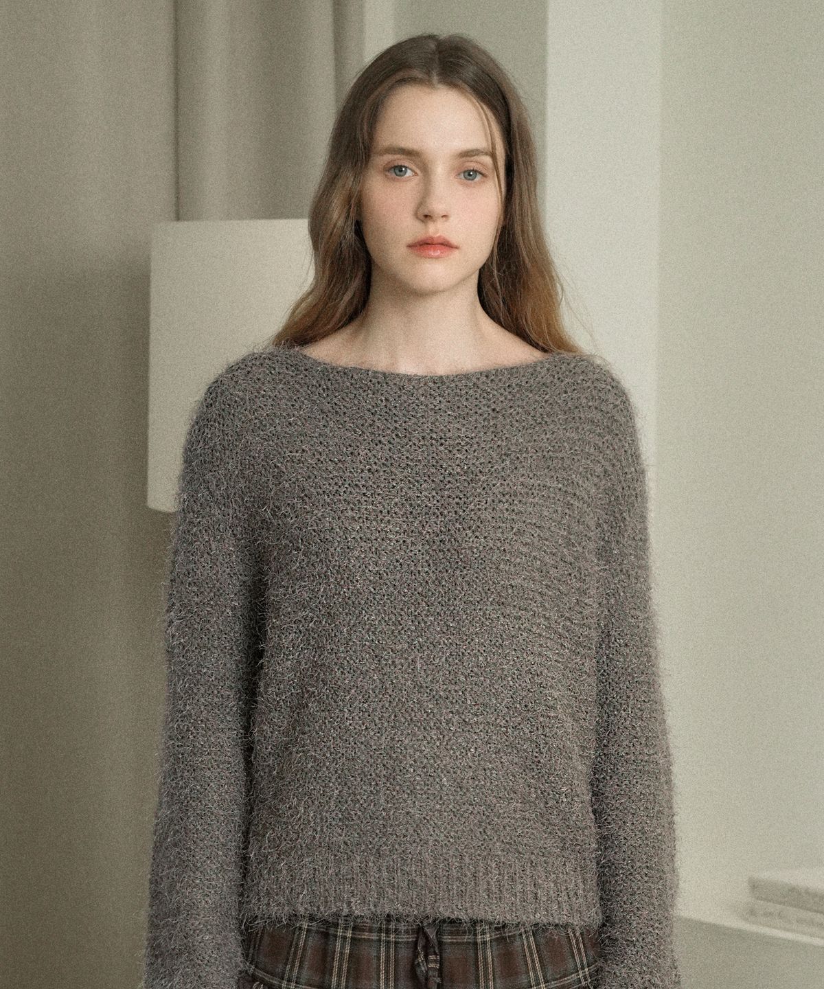 블레티(VLETI) Boat-neck Loosefit Basic Knit (Charcoal)