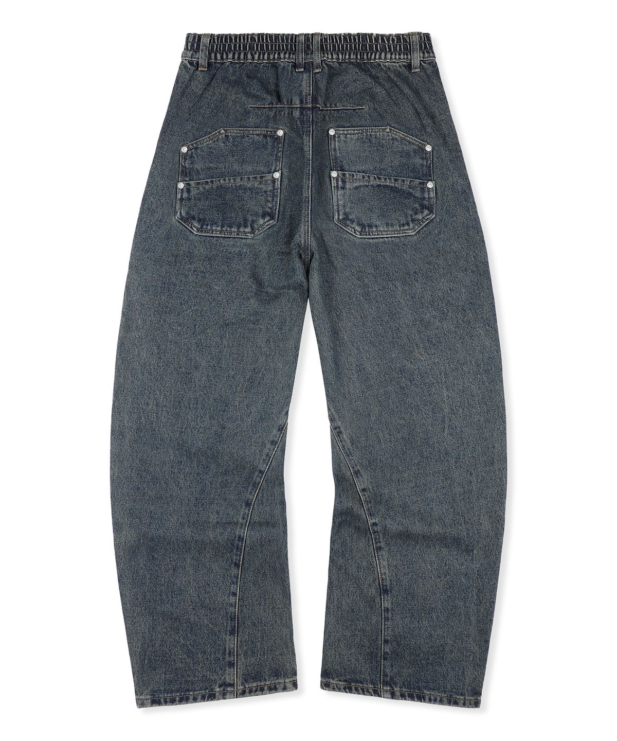 엑스톤즈(XTONZ) XP340 프론트 지퍼 멀티 포켓 커브드 데님 팬츠 (DARK BLUE)
