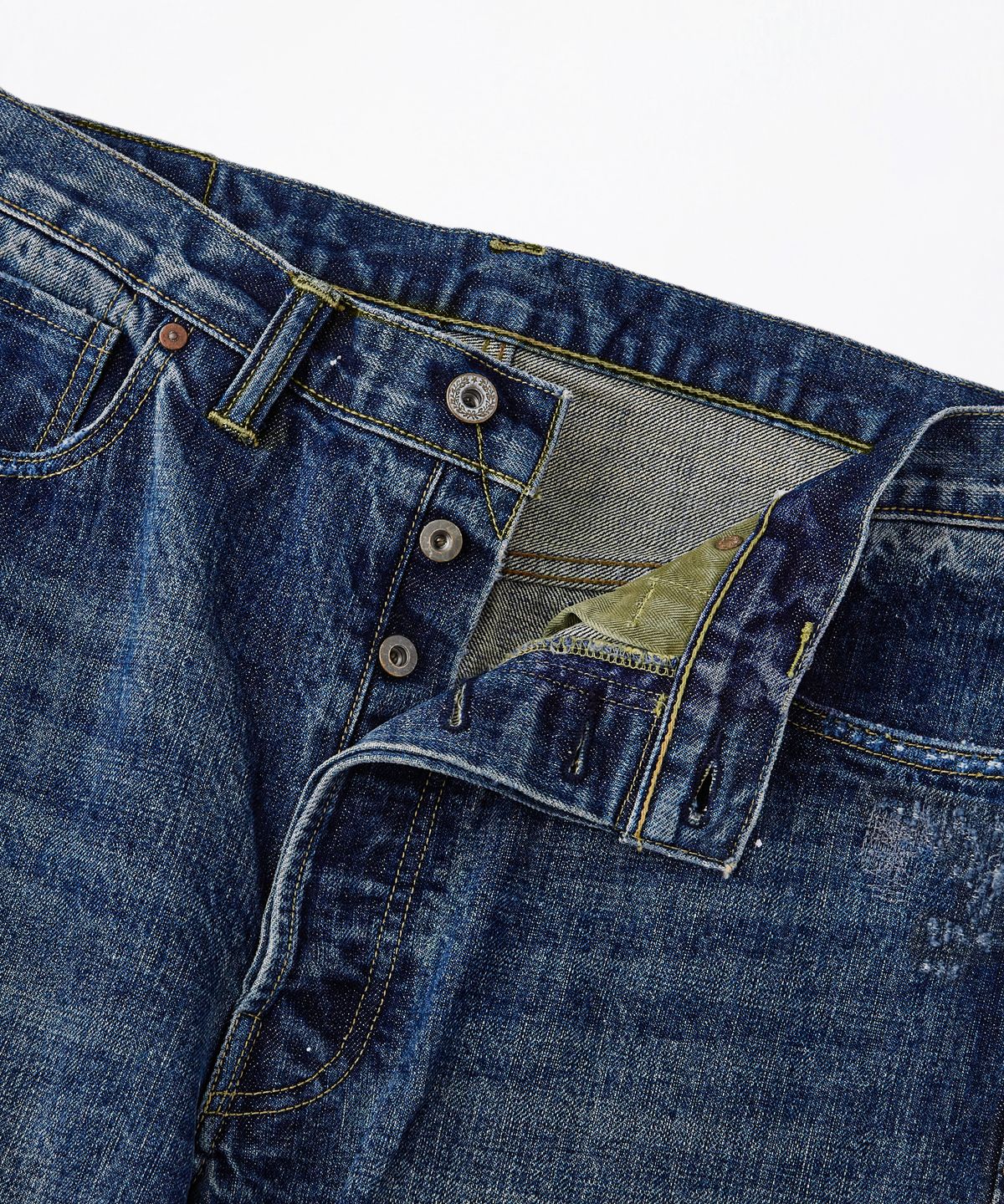 아웃스탠딩(OUTSTANDING) W.W. II SELVEDGE STRAIGHT PANTS_REPAIR BLUE