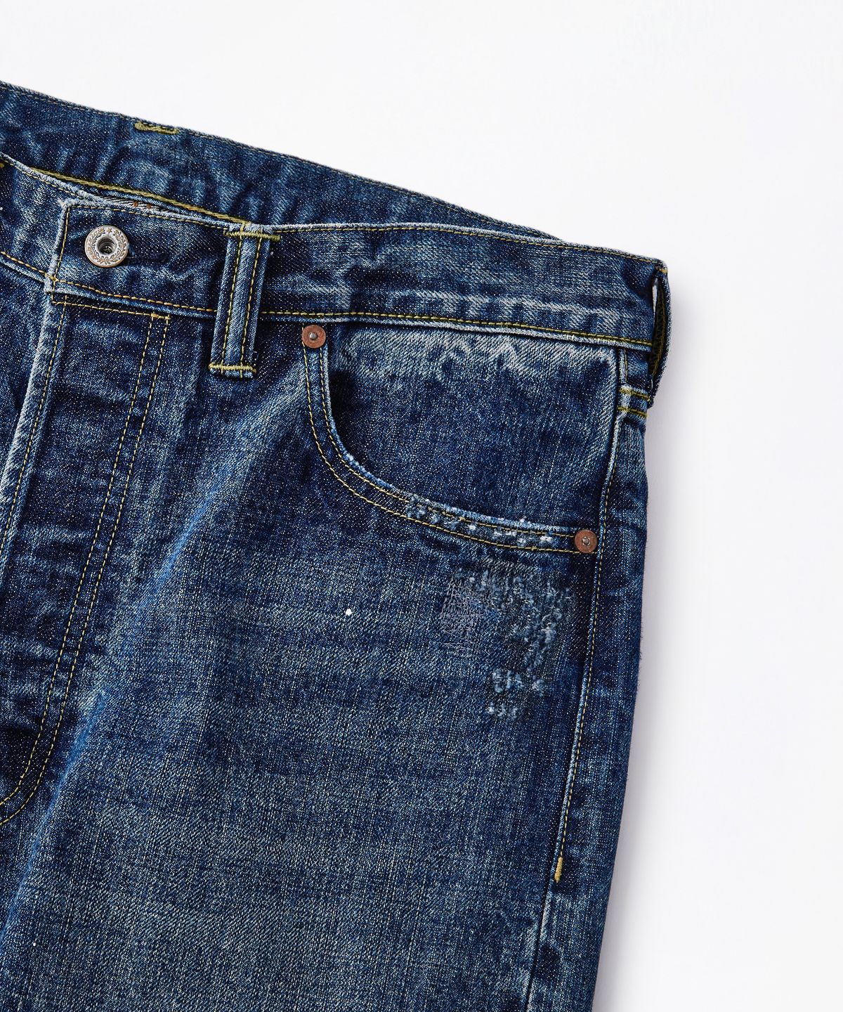 아웃스탠딩(OUTSTANDING) W.W. II SELVEDGE STRAIGHT PANTS_REPAIR BLUE
