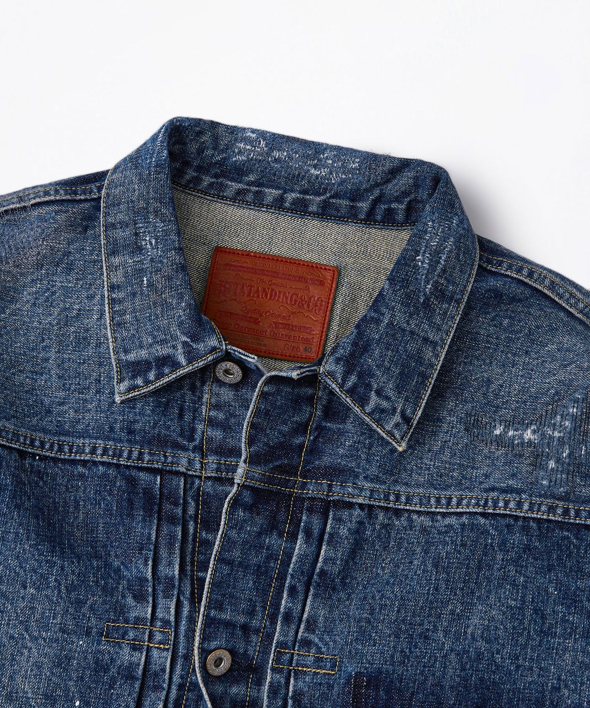 아웃스탠딩(OUTSTANDING) W.W. II SELVEDGE DENIM 1ST JACKET_REPAIR BLUE
