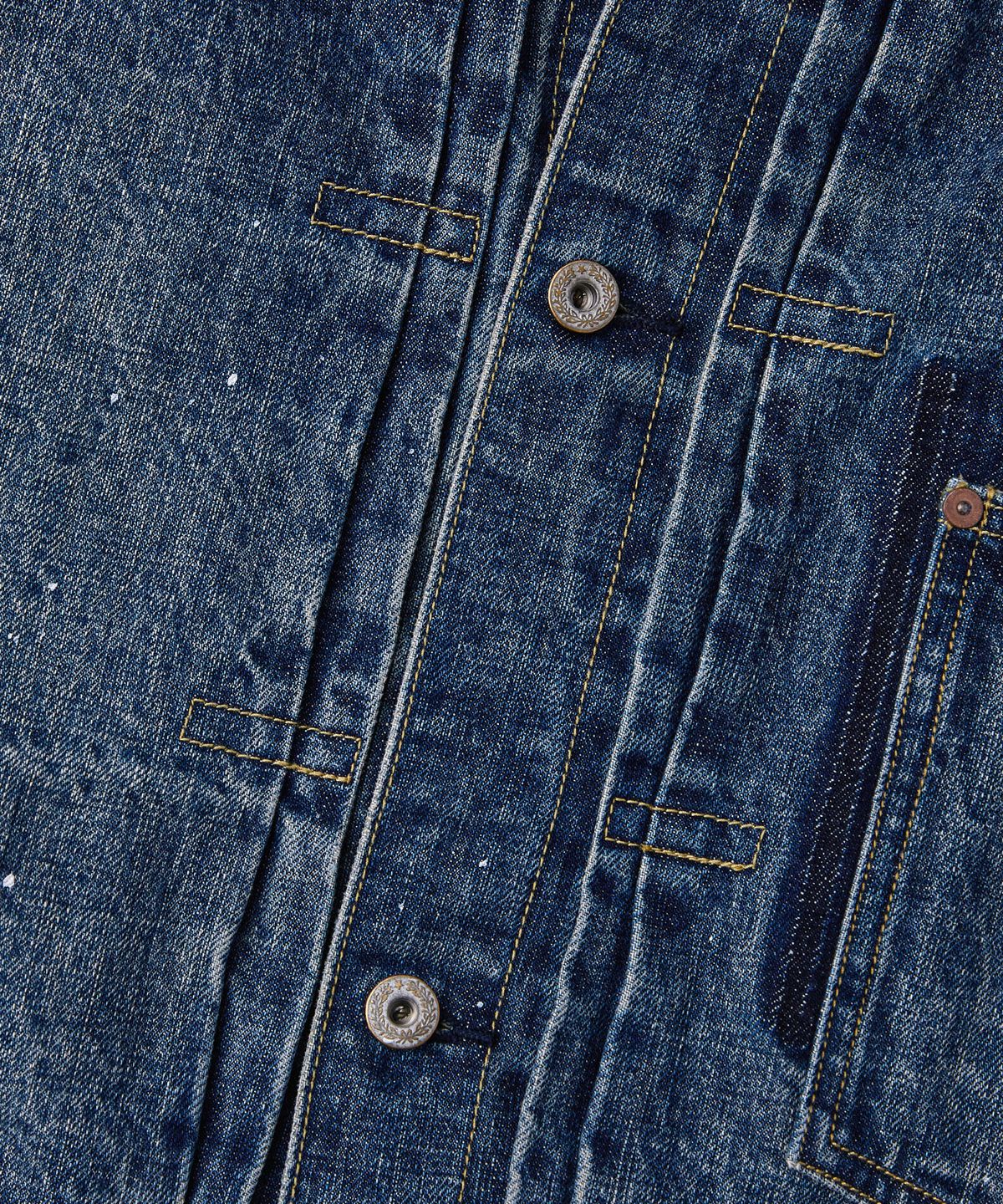 아웃스탠딩(OUTSTANDING) W.W. II SELVEDGE DENIM 1ST JACKET_REPAIR BLUE