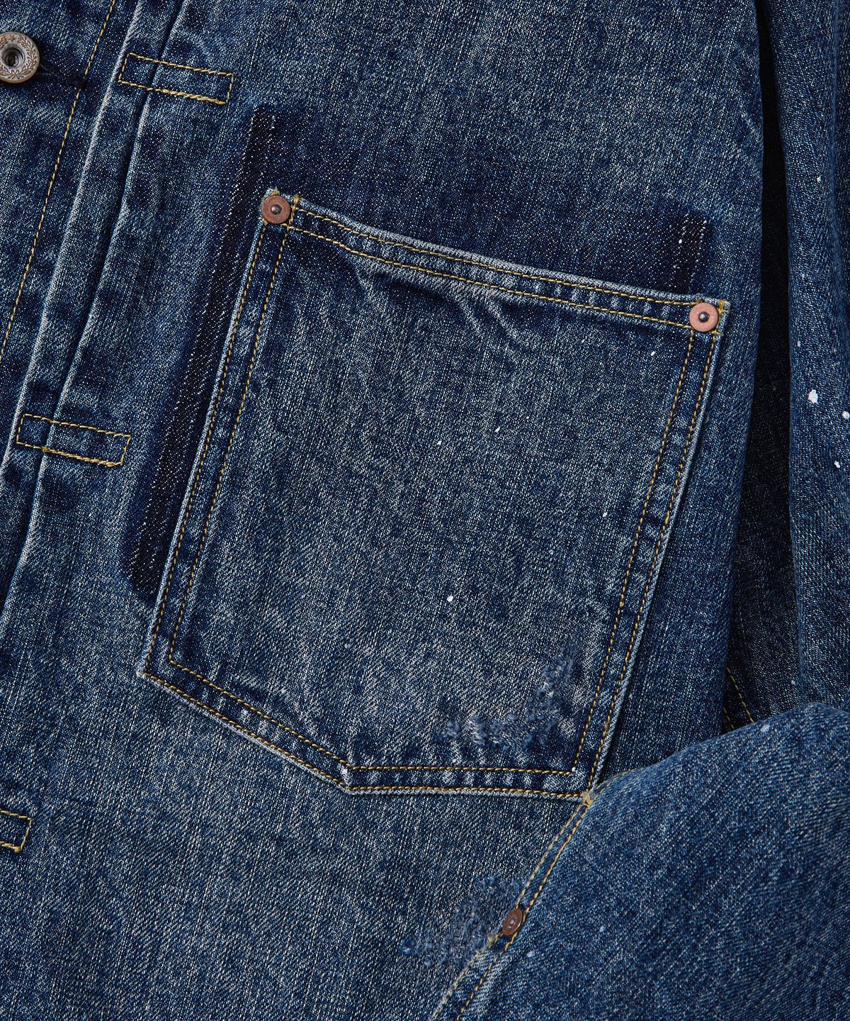 아웃스탠딩(OUTSTANDING) W.W. II SELVEDGE DENIM 1ST JACKET_REPAIR BLUE