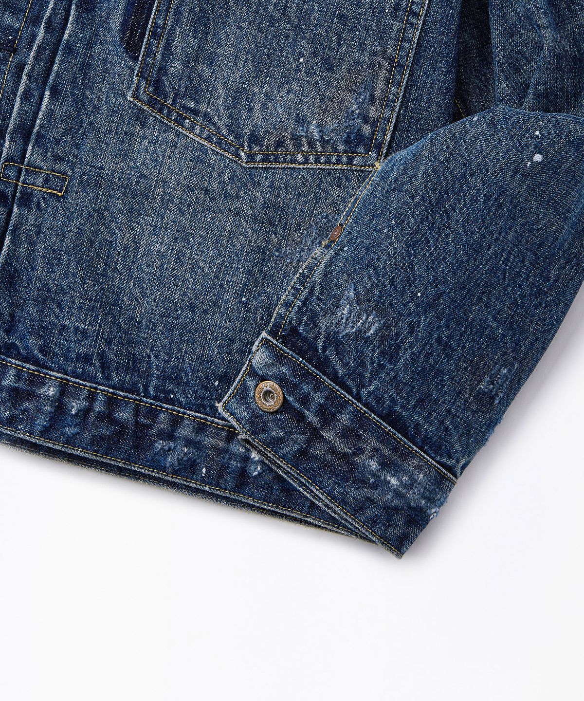 아웃스탠딩(OUTSTANDING) W.W. II SELVEDGE DENIM 1ST JACKET_REPAIR BLUE