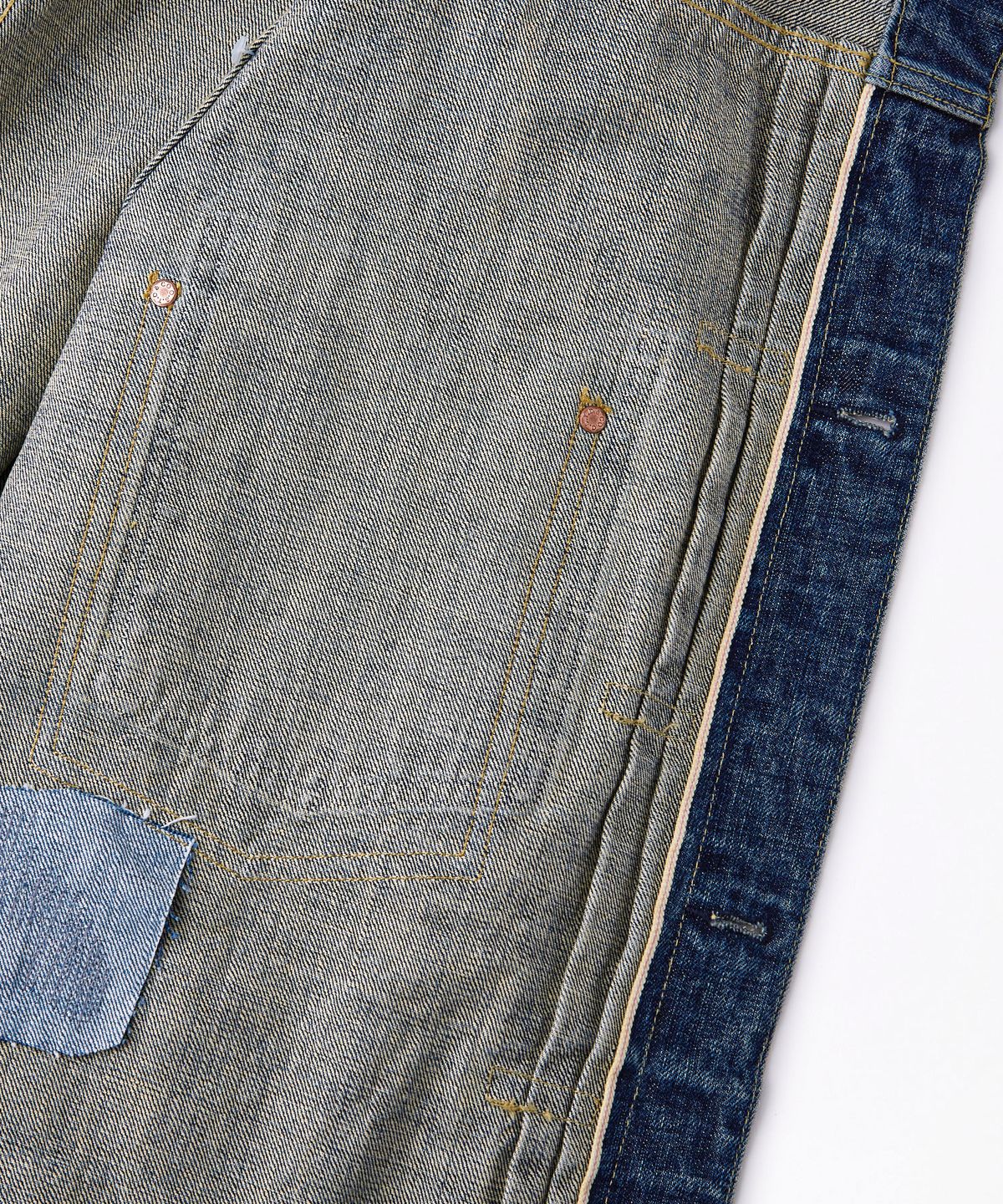 아웃스탠딩(OUTSTANDING) W.W. II SELVEDGE DENIM 1ST JACKET_REPAIR BLUE