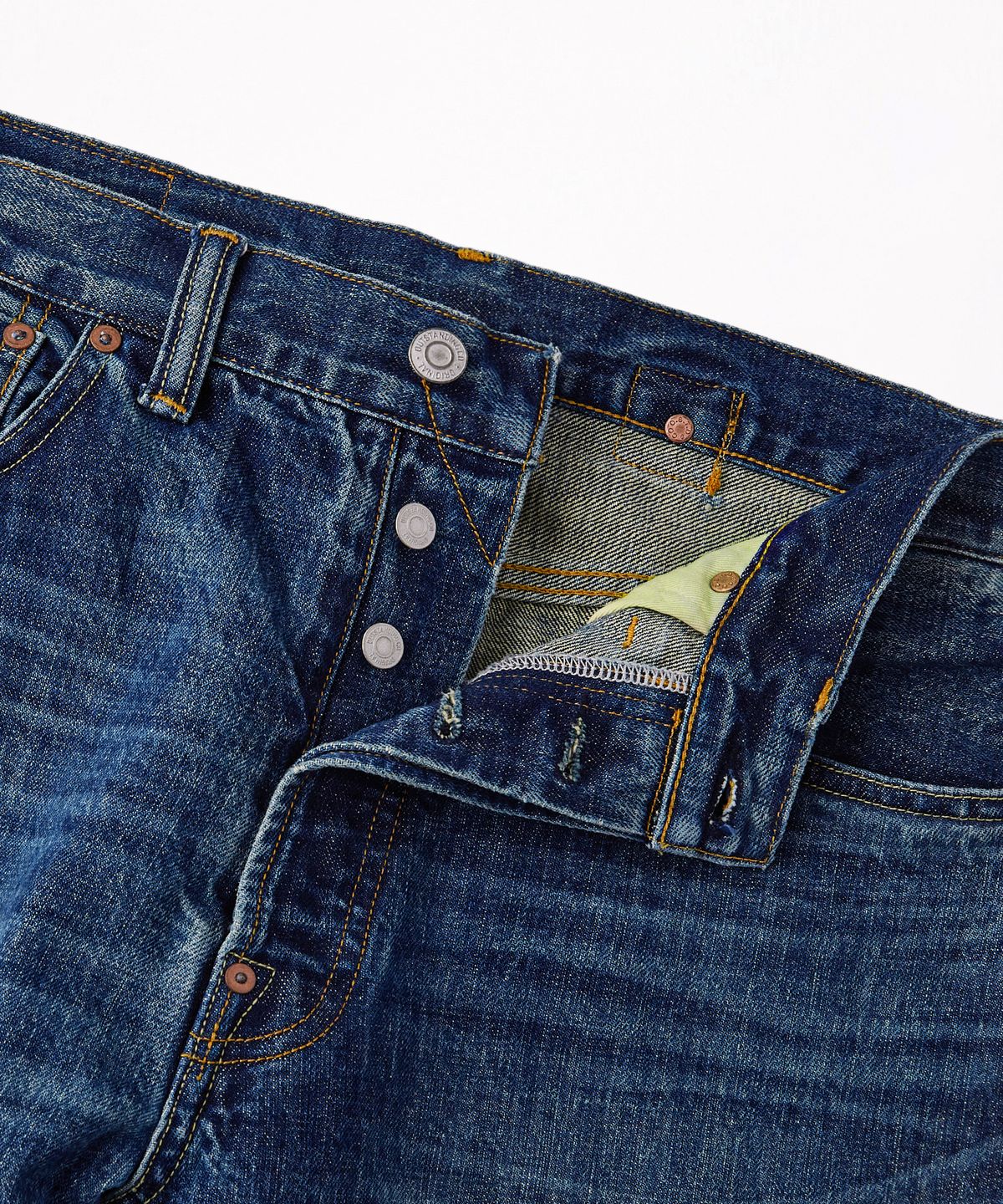 아웃스탠딩(OUTSTANDING) 30S CINCH BACK SELVEDGE WIDE PANTS_MEDIUM BLUE