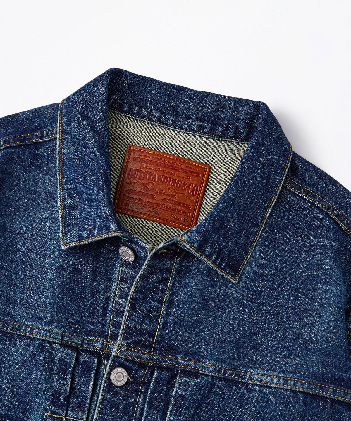 아웃스탠딩(OUTSTANDING) SELVEDGE DENIM 2ND JACKET_MEDIUM BLUE
