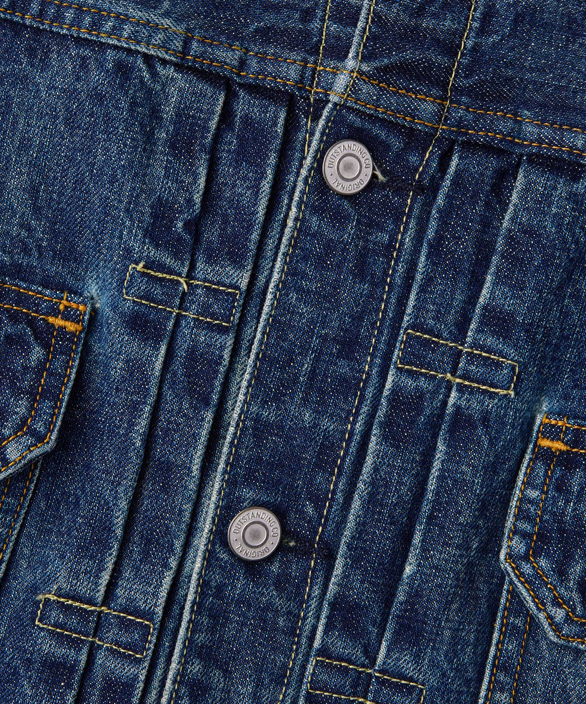 아웃스탠딩(OUTSTANDING) SELVEDGE DENIM 2ND JACKET_MEDIUM BLUE