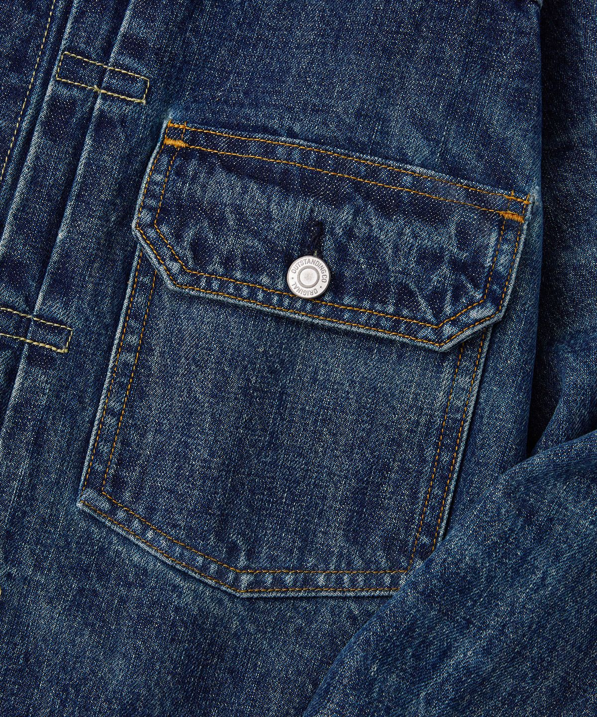 아웃스탠딩(OUTSTANDING) SELVEDGE DENIM 2ND JACKET_MEDIUM BLUE