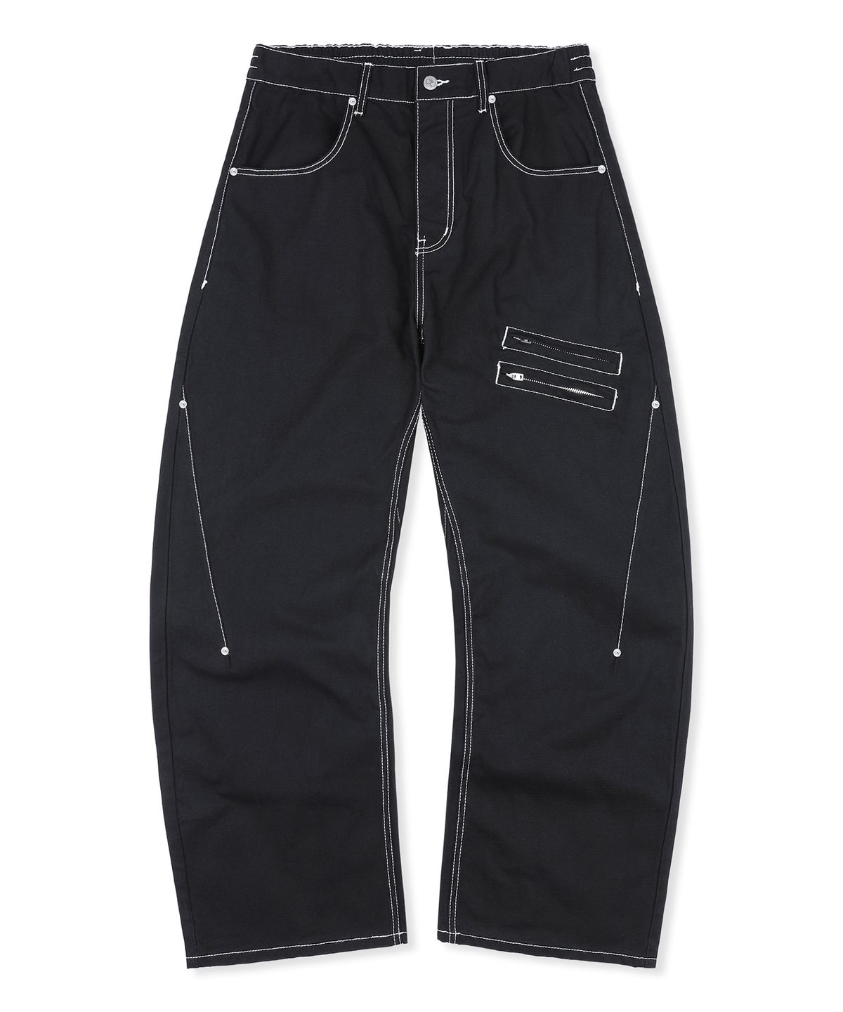 엑스톤즈(XTONZ) XP340 프론트 지퍼 멀티 포켓 커브드 코튼 팬츠 (BLACK)