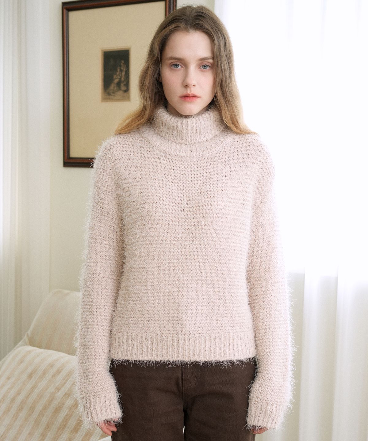 블레티(VLETI) High Neck Loose Fit Knit (Beige)