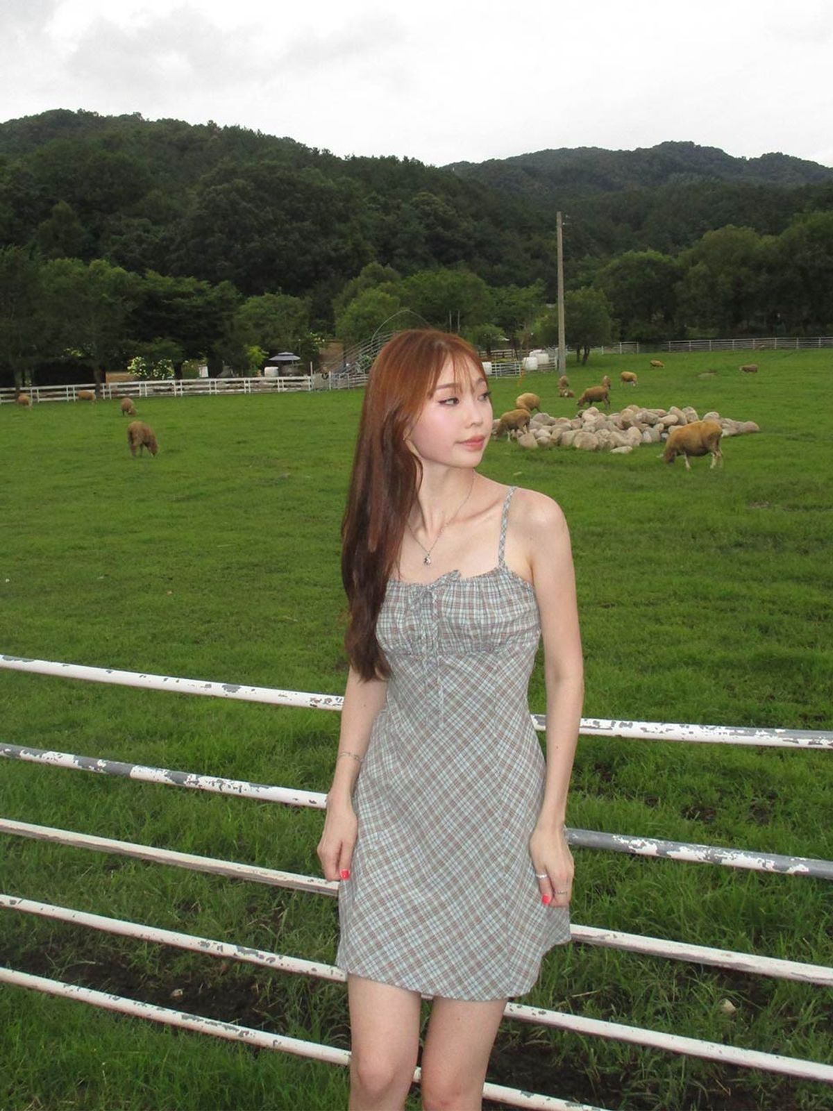 쿨키튼(KOOLKITTEN) Vintage Check Ribbon Cami Mini Dress (LIGHT GRAY)