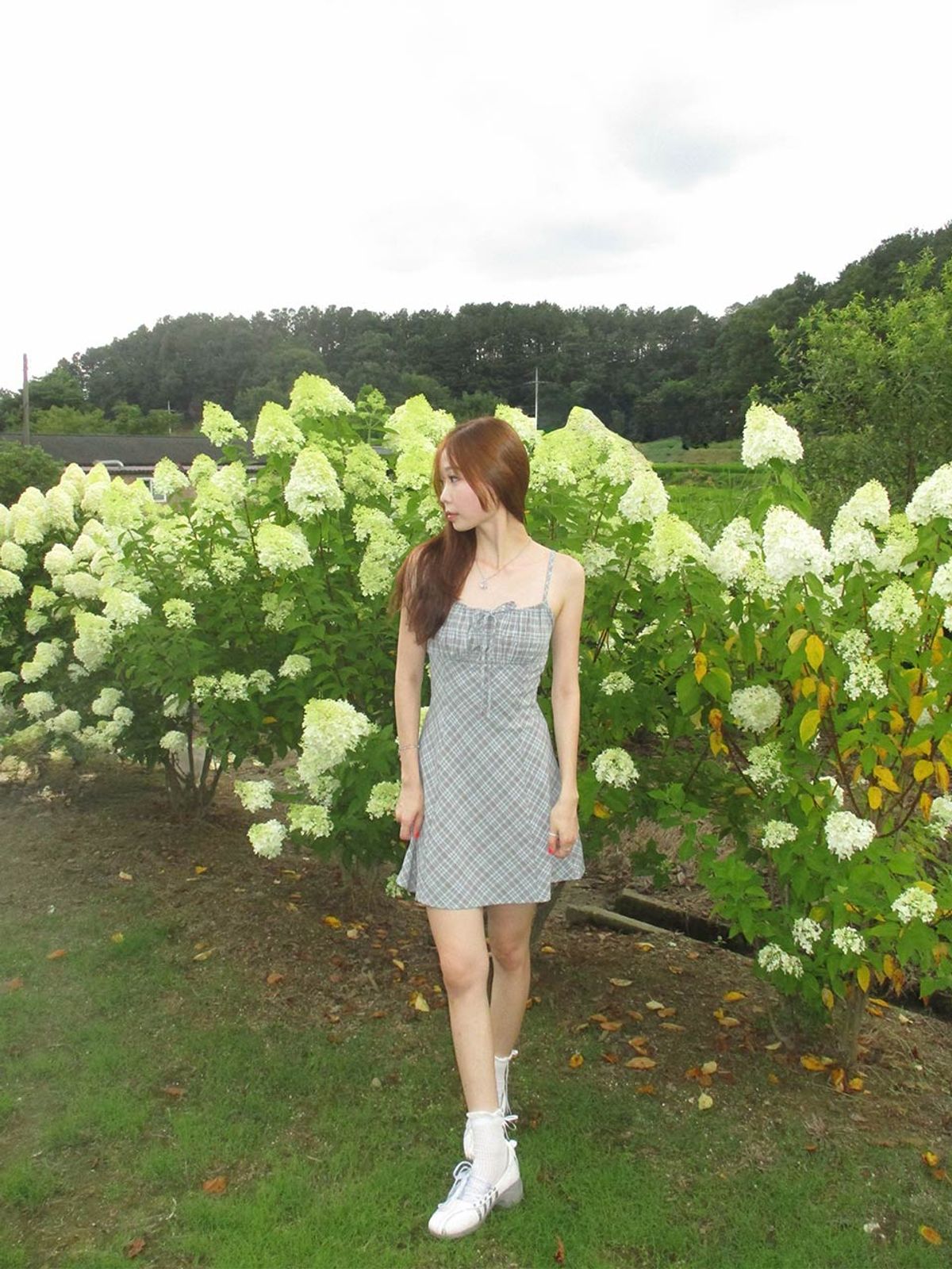 쿨키튼(KOOLKITTEN) Vintage Check Ribbon Cami Mini Dress (LIGHT GRAY)
