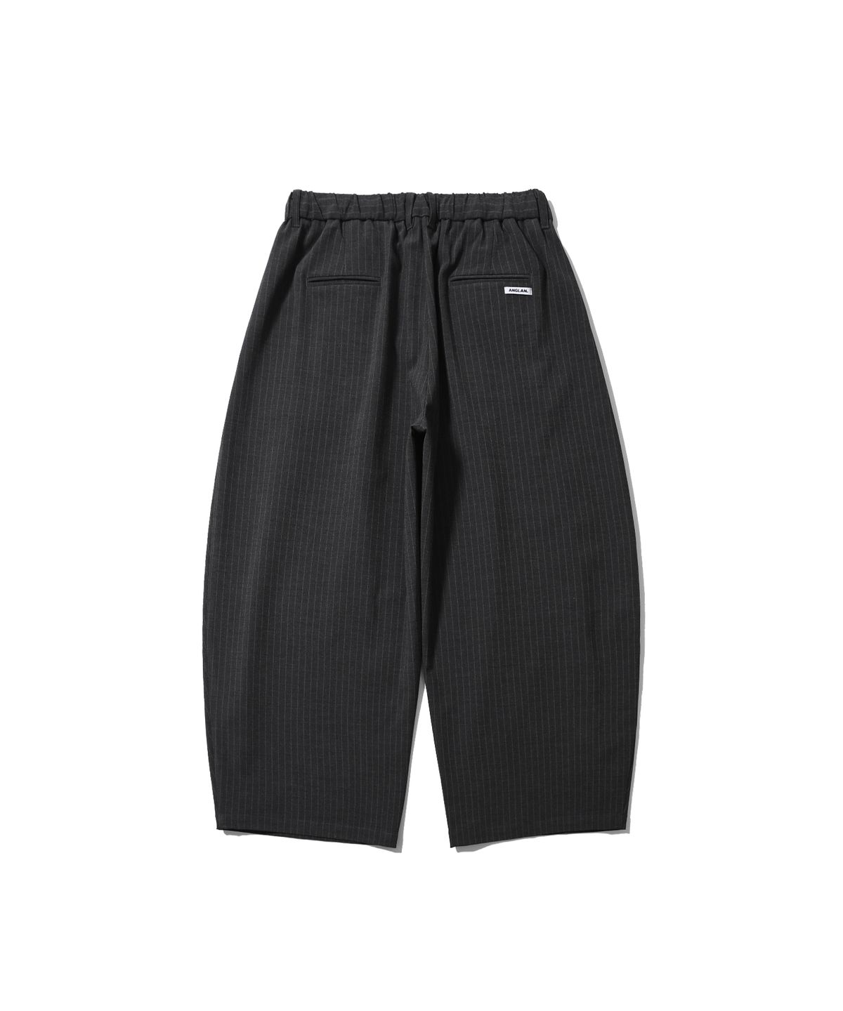앵글런(ANGLAN) Overlapping Pleat Striped Trousers - Grey