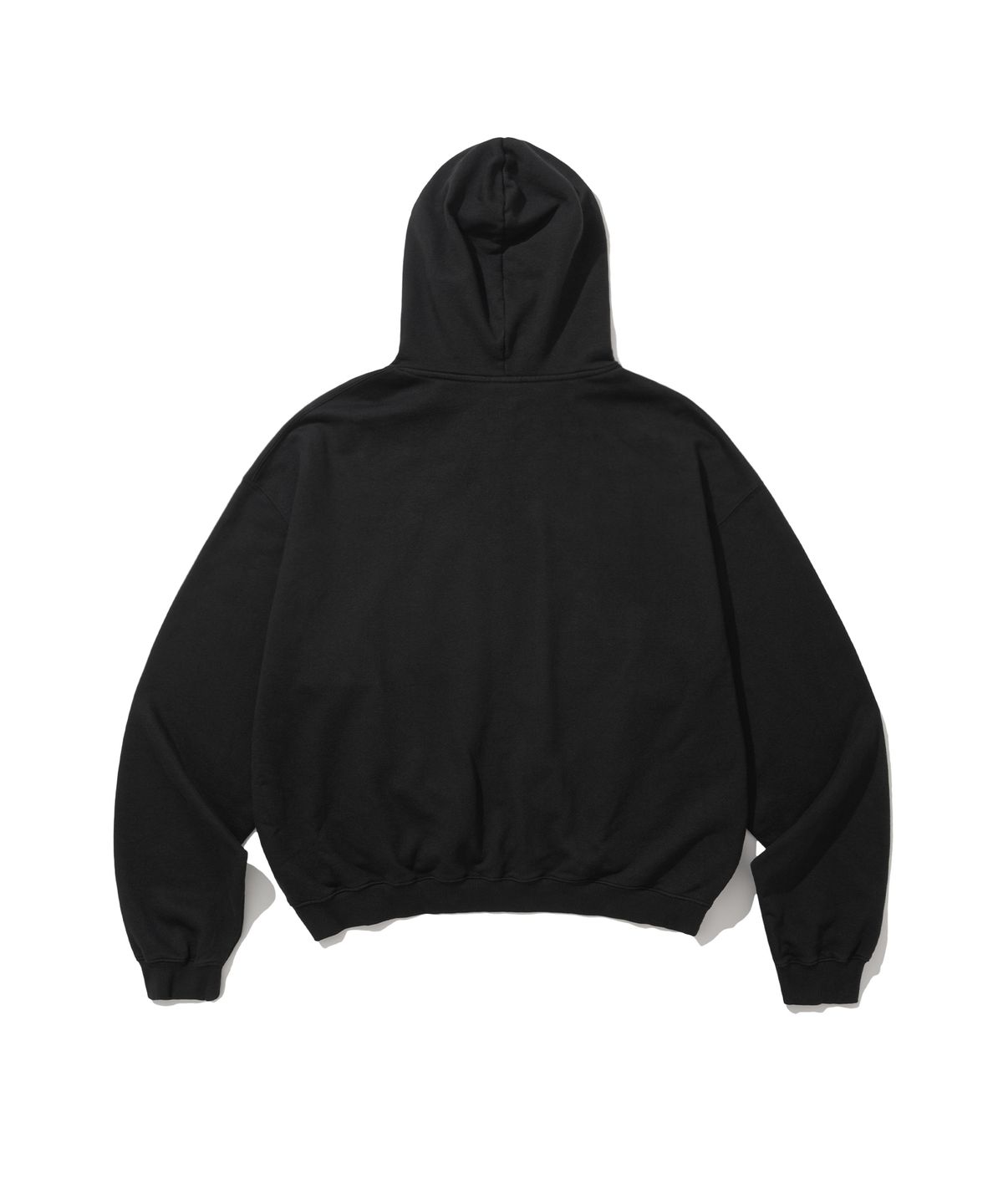 앵글런(ANGLAN) Big Appliqué Hood Zip-Up - Black