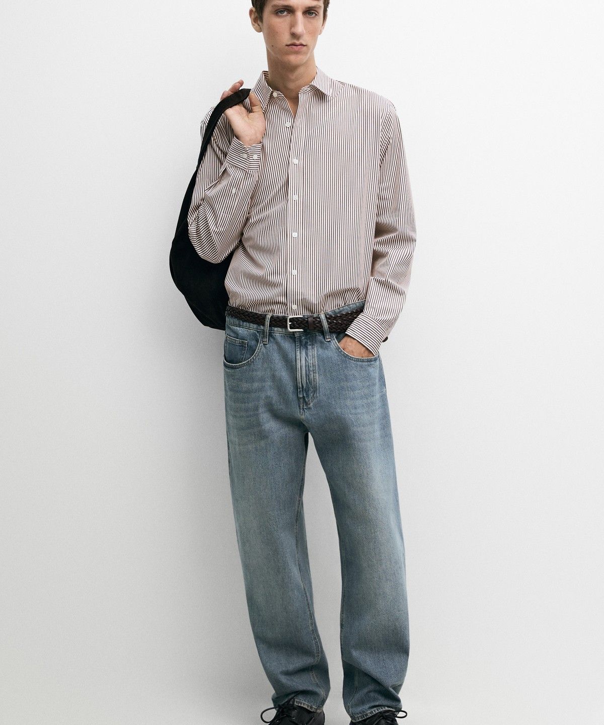 마시모두띠(MASSIMO DUTTI) 100% 코튼 레귤러 핏 스트라이프 셔츠