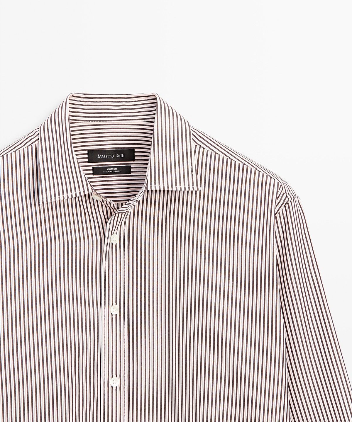마시모두띠(MASSIMO DUTTI) 100% 코튼 레귤러 핏 스트라이프 셔츠