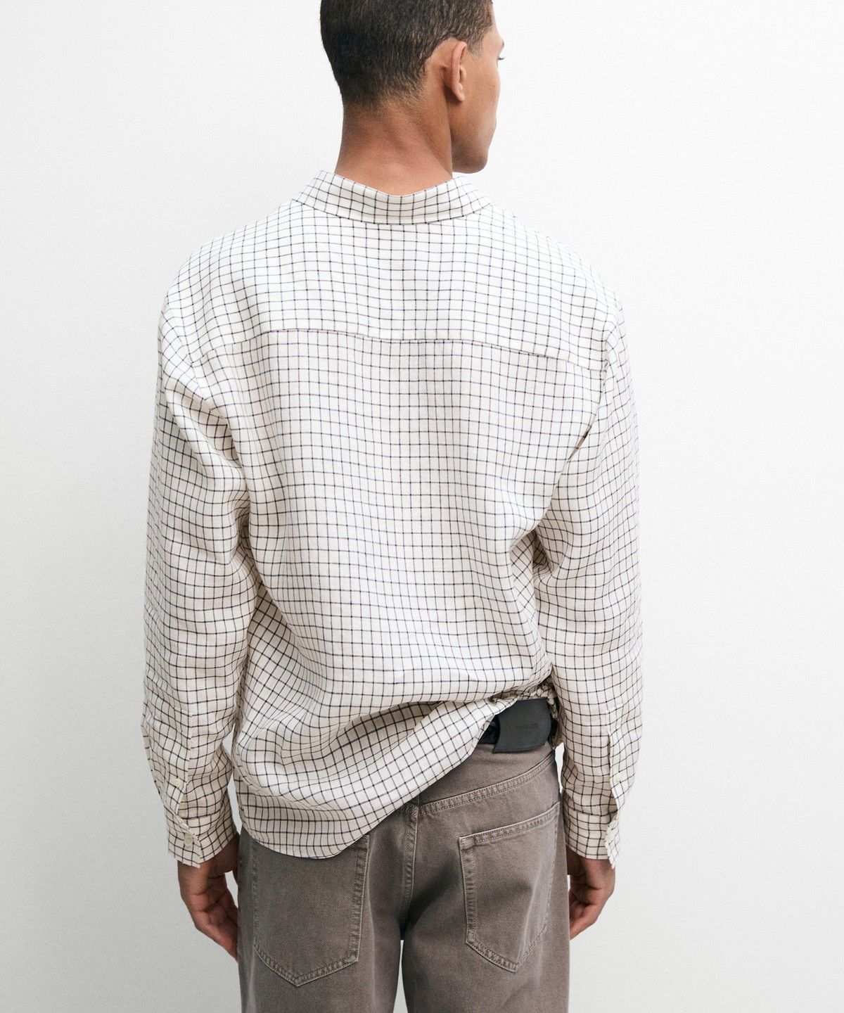 마시모두띠(MASSIMO DUTTI) 100% 린넨 레귤러 핏 체크 셔츠