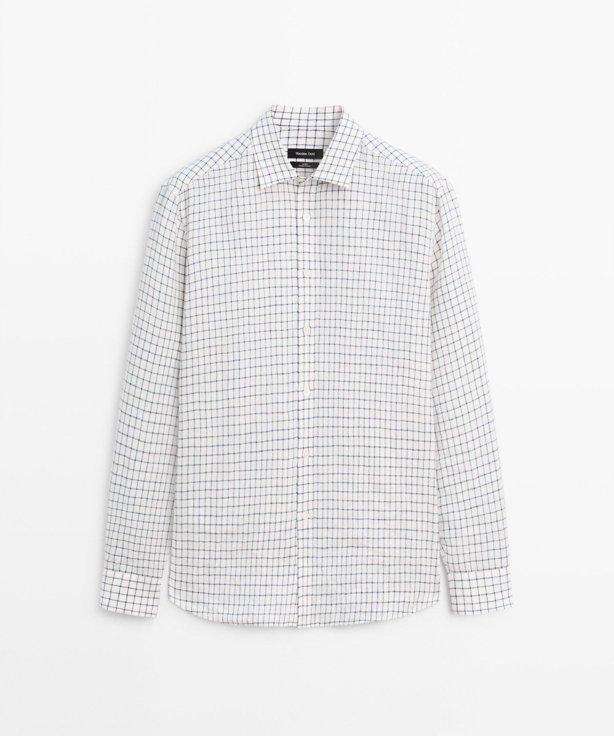 마시모두띠(MASSIMO DUTTI) 100% 린넨 레귤러 핏 체크 셔츠