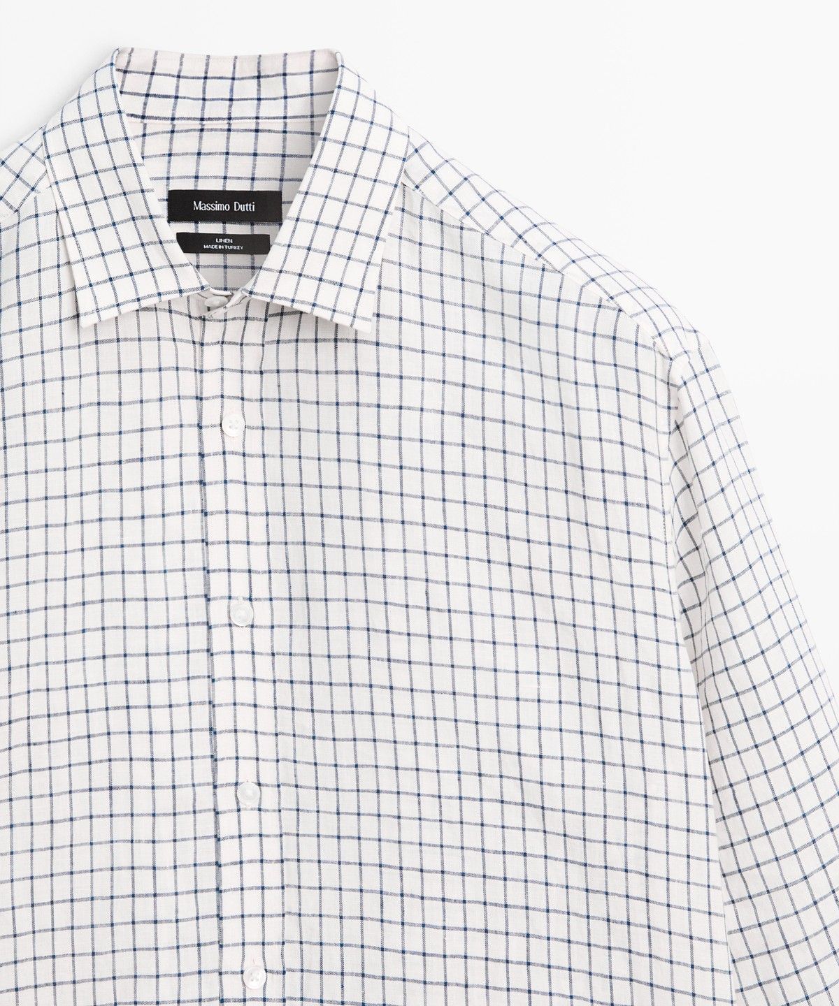 마시모두띠(MASSIMO DUTTI) 100% 린넨 레귤러 핏 체크 셔츠