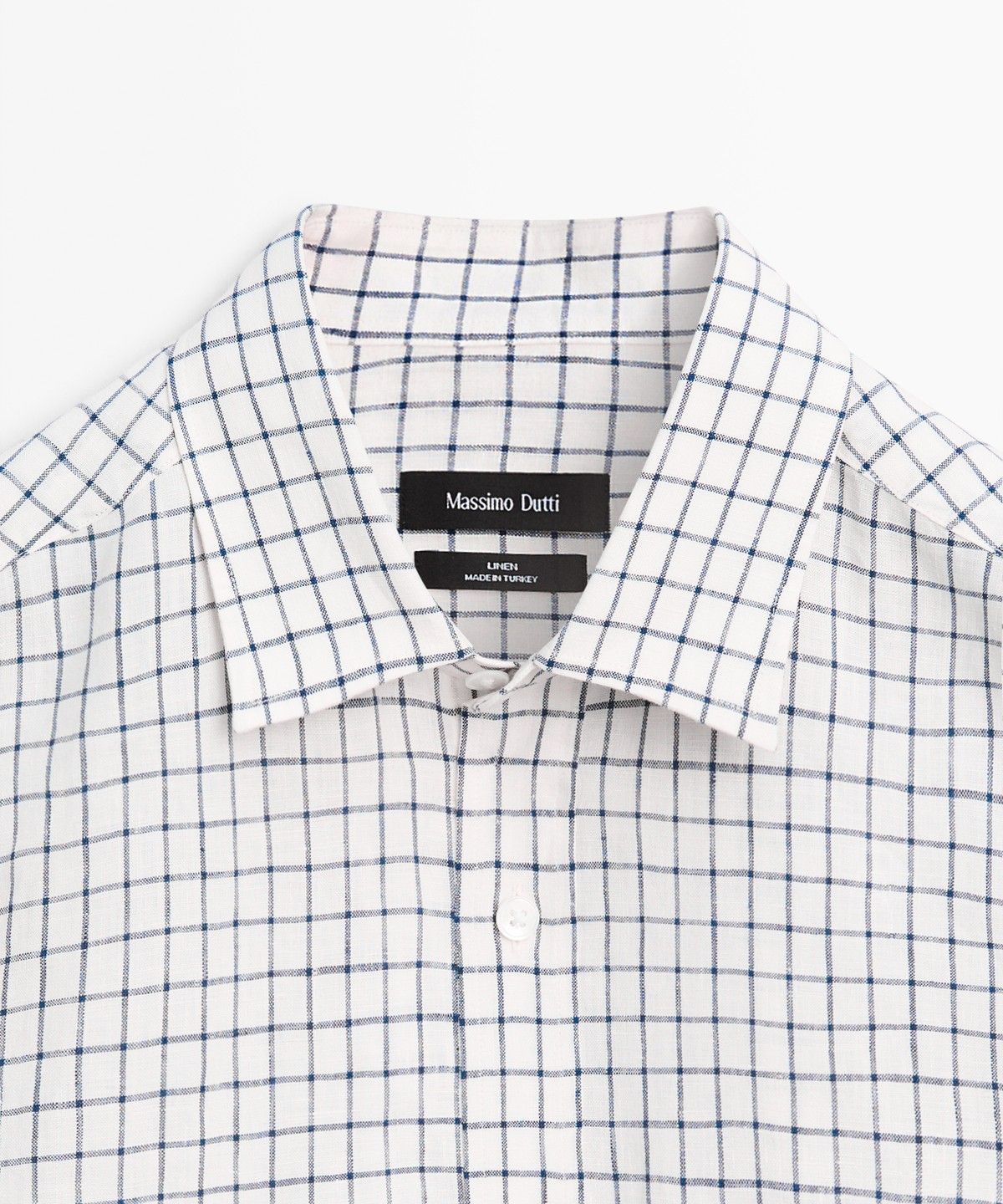 마시모두띠(MASSIMO DUTTI) 100% 린넨 레귤러 핏 체크 셔츠