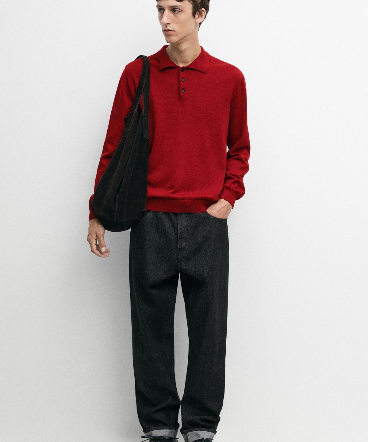 마시모두띠(MASSIMO DUTTI) 100% 코튼 니트 폴로 스웨터