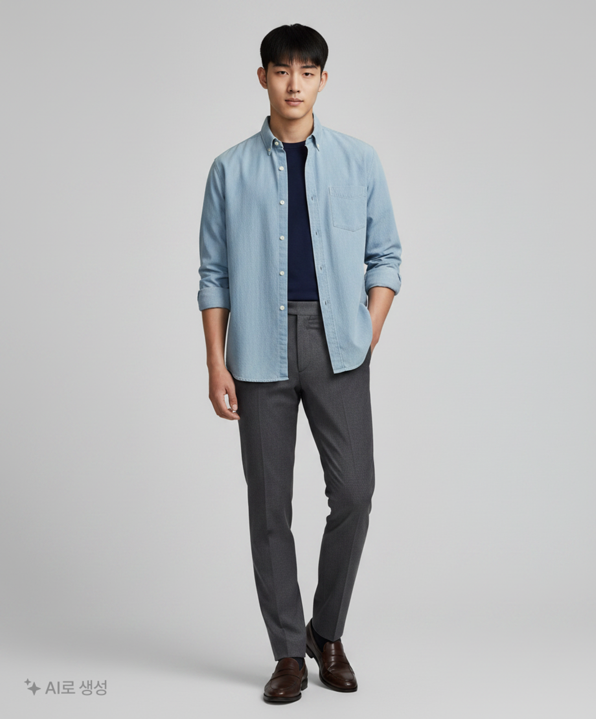 사운즈라이프(SOUNDSLIFE) [SS21] Button-down Shirt Big Boy Fit Blue L