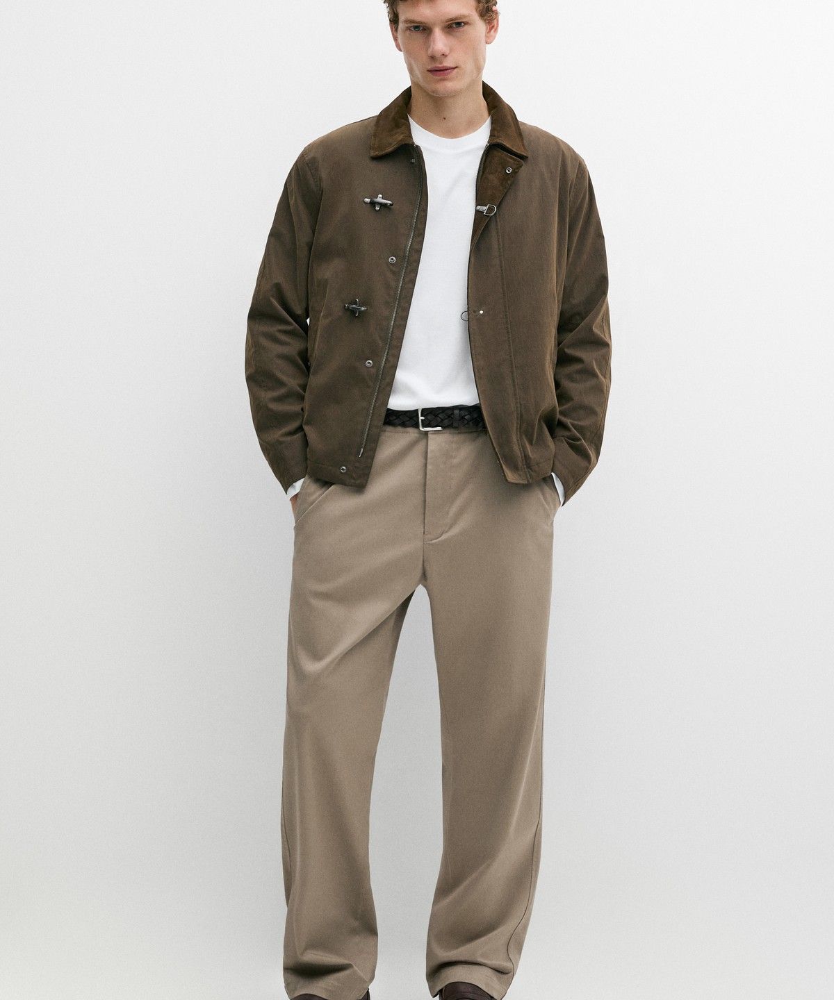 마시모두띠(MASSIMO DUTTI) 코튼 블렌드 스트레이트 핏 팬츠