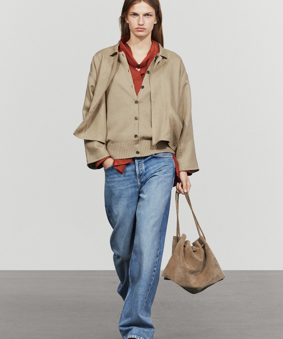마시모두띠(MASSIMO DUTTI) 코튼 린넨 혼방 포켓 디테일 가디건