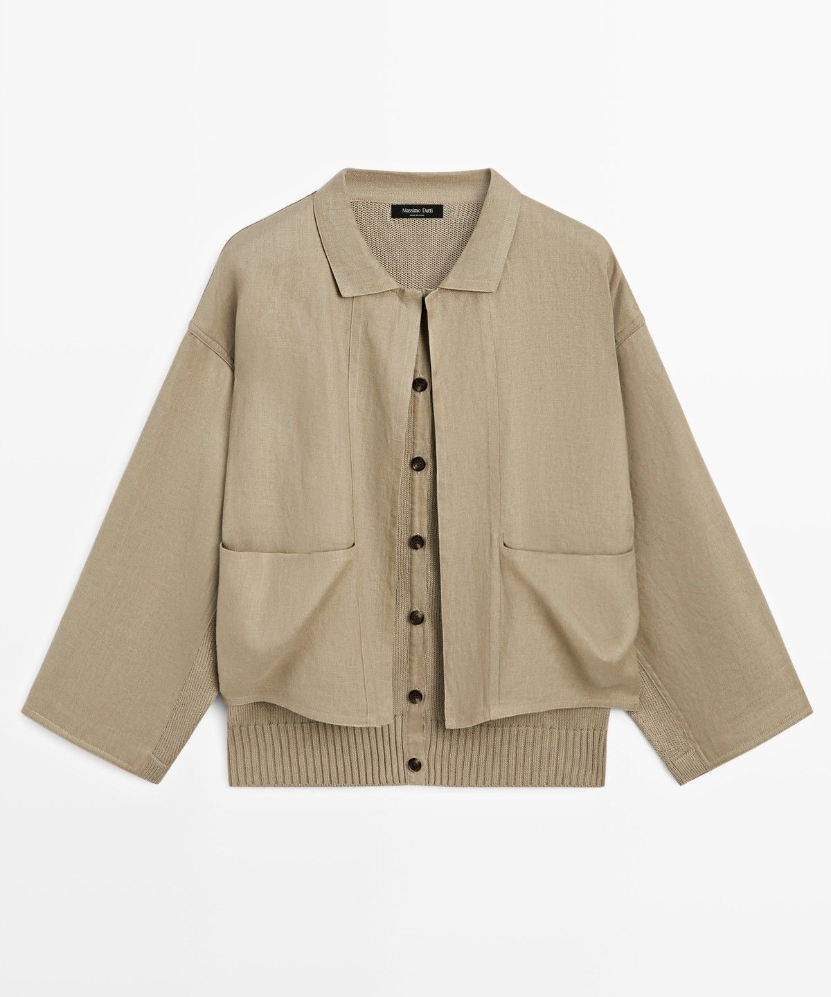 마시모두띠(MASSIMO DUTTI) 코튼 린넨 혼방 포켓 디테일 가디건