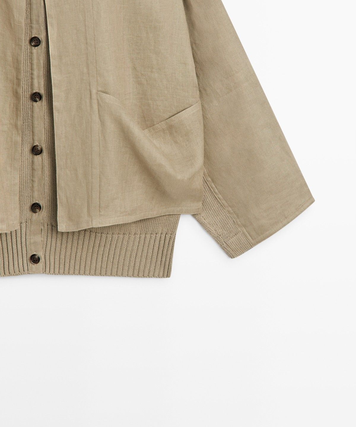 마시모두띠(MASSIMO DUTTI) 코튼 린넨 혼방 포켓 디테일 가디건