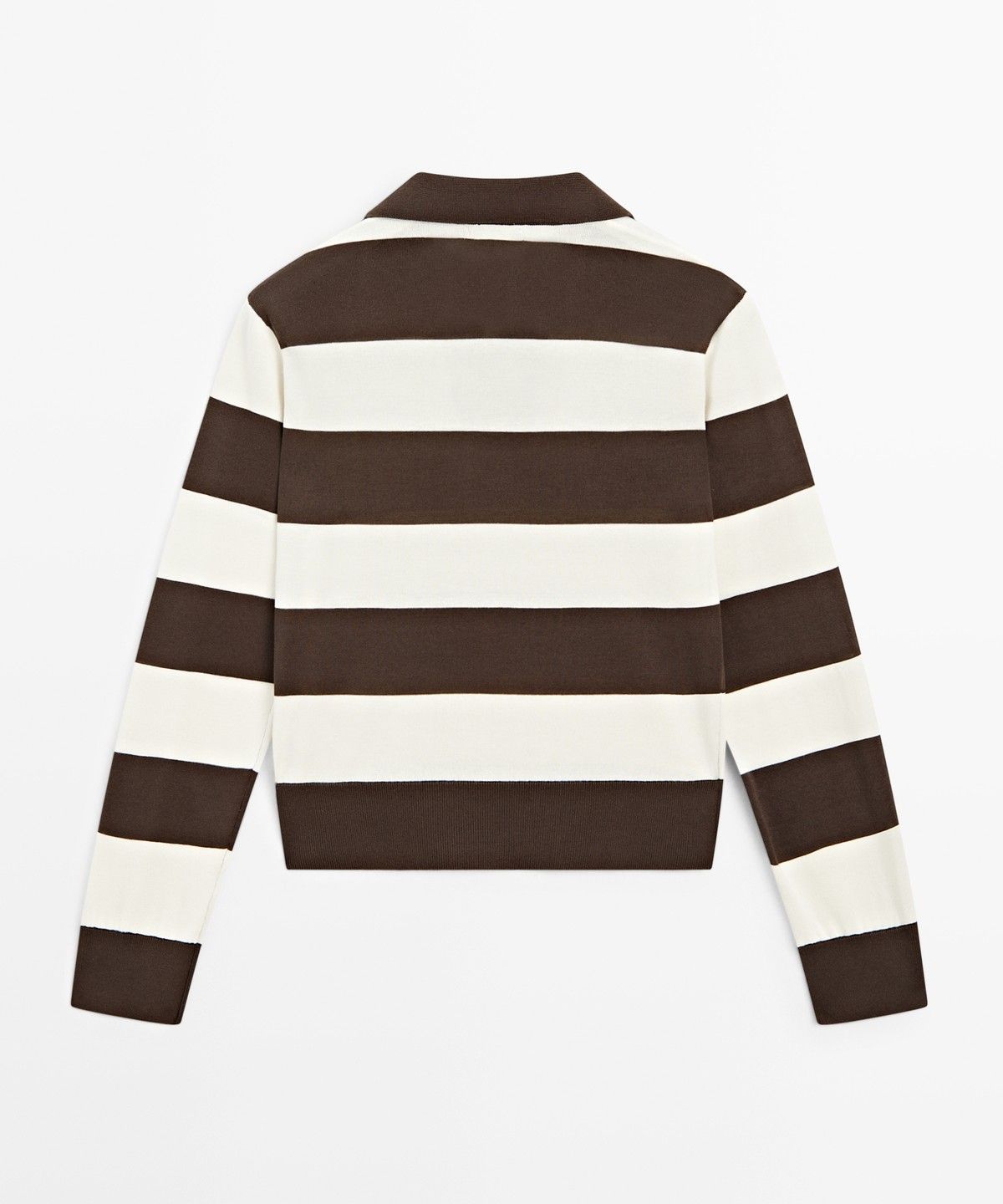 마시모두띠(MASSIMO DUTTI) 100% 코튼 스트라이프 니트 폴로 스웨터