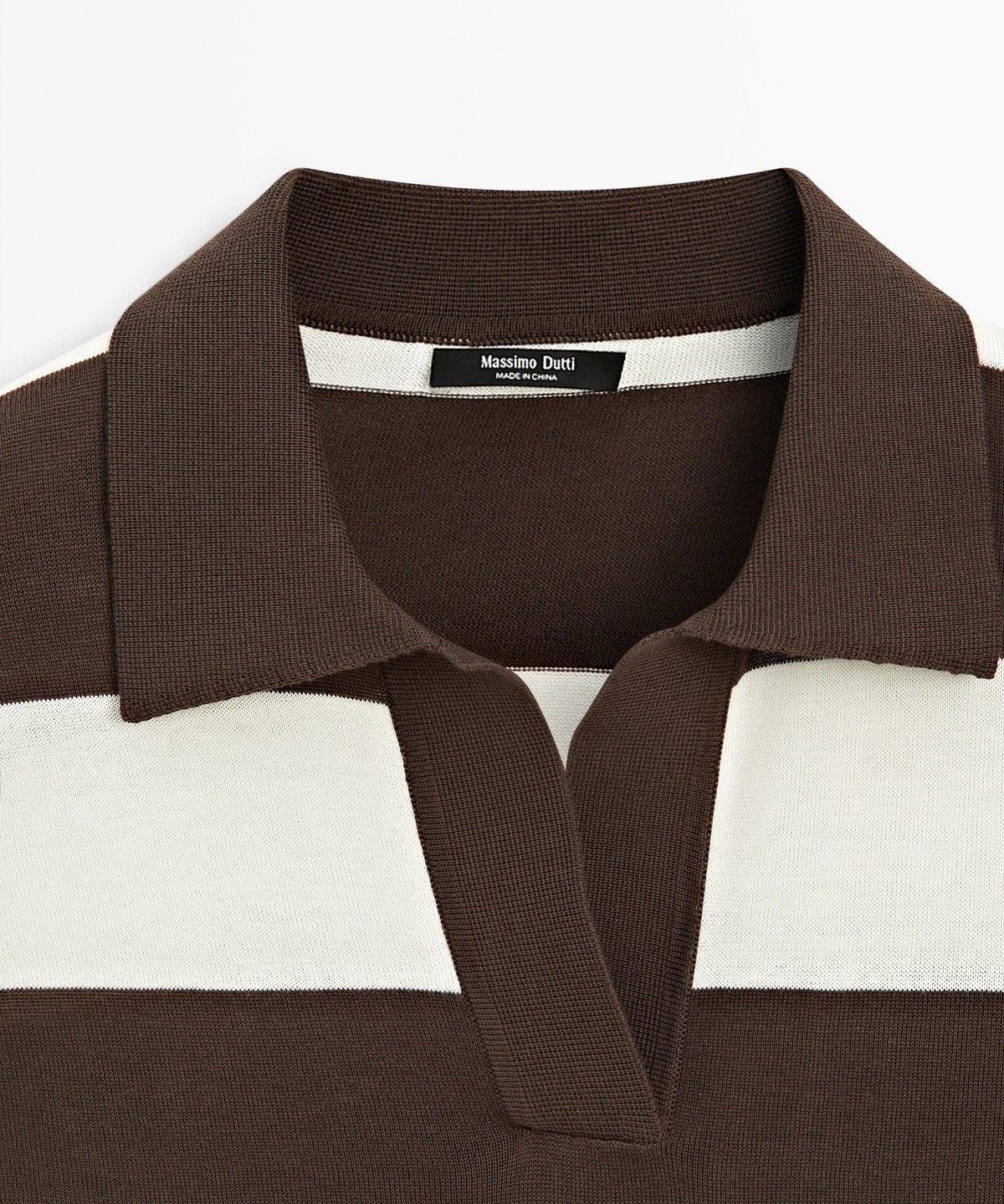 마시모두띠(MASSIMO DUTTI) 100% 코튼 스트라이프 니트 폴로 스웨터