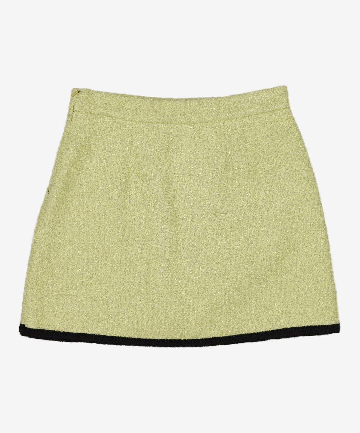 룩캐스트(LOOKAST) 옐로위시 그린 레니 트리밍 미니 스커트 / YELLOWISH GREEN LENNY TRIMMED MINI SKIRT M